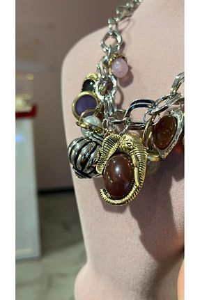 گردنبند جواهر طوسی زنانه روکش نقره eledaaccessory - کد 890455616