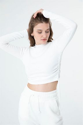 بلوز سفید زنانه ساده İZA CASUAL - کد 889701357