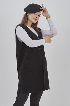 جلیقه مشکی زنانه رگولار Elçelya Moda - کد 889713278