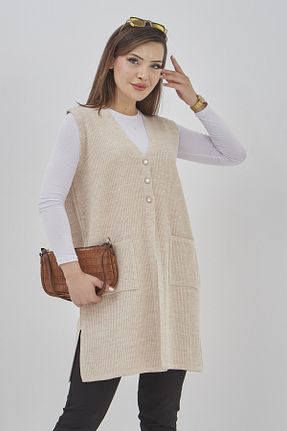 جلیقه بژ زنانه رگولار Elçelya Moda - کد 889713265