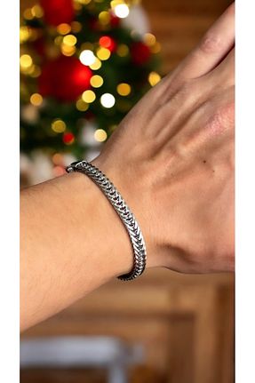 دستبند استیل (فولاد) زرشکی مردانه استیل ضد زنگ İNN JEWELLERY - کد 889709702