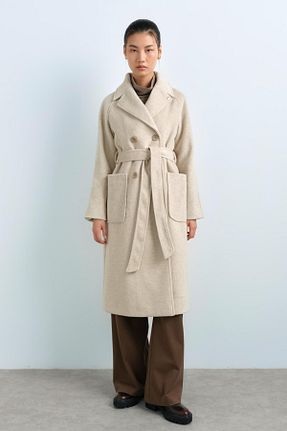 پالتو پشمی حجاب نباتی زنانه رگولار Nihan - کد 889721468
