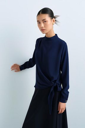 بلوز حجاب سرمه ای زنانه ویسکون Nihan - کد 889730455