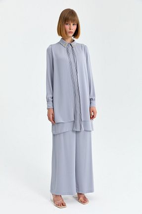 ست بالاتنه و پائین تنه حجاب طوسی زنانه رگولار Nihan - کد 889783417