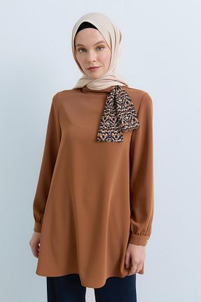 ست بالاتنه و پائین تنه حجاب قهوه ای زنانه رگولار Nihan - کد 879754873