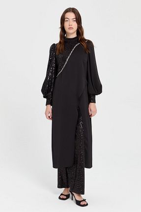 ست بالاتنه و پائین تنه حجاب مشکی زنانه رگولار Nihan - کد 889774598