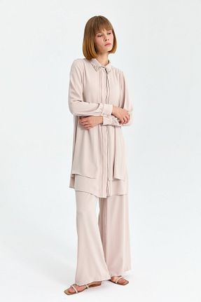 ست بالاتنه و پائین تنه حجاب طوسی زنانه رگولار Nihan - کد 889790752