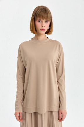 بلوز حجاب بژ زنانه رگولار Nihan - کد 851789924