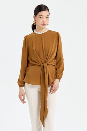 بلوز حجاب قهوه ای زنانه رگولار Nihan - کد 830657850