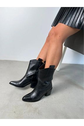 بوت / نیم بوت مشکی زنانه چرم مصنوعی POTEEN - کد 889881708
