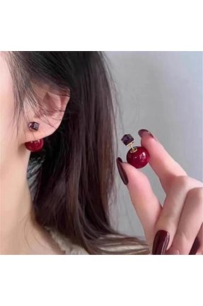 گوشواره جواهر قرمز زیرکن Pelin Aksesuar - کد 889935155