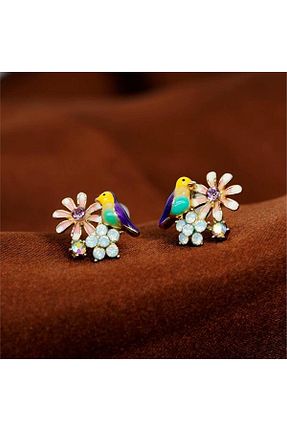گوشواره جواهر رنگی زیرکن Pelin Aksesuar - کد 889935296