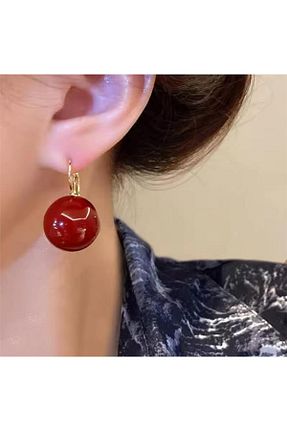 گوشواره جواهر زرشکی فلزی Pelin Aksesuar - کد 889935544