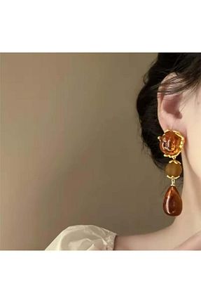 گوشواره جواهر قهوه ای منجق Pelin Aksesuar - کد 889935636