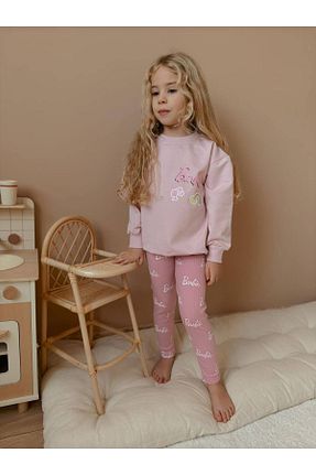 ست بالاتنه و پائین تنه صورتی بچه گانه بافتنی Barbie - کد 891408455