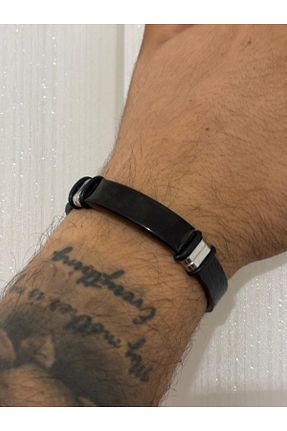 دستبند جواهر مشکی مردانه چرم EMKA AKSESUAR - کد 889952259