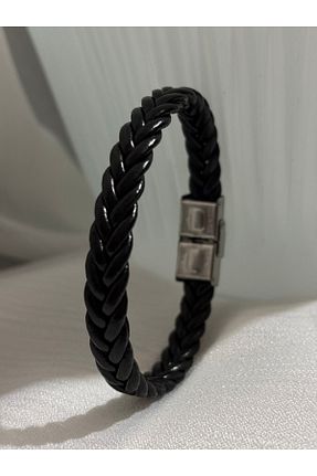 دستبند جواهر مشکی مردانه چرم EMKA AKSESUAR - کد 889954564