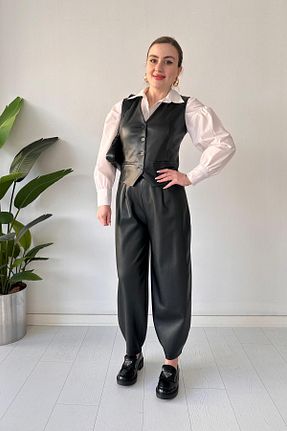 ست بالاتنه و پائین تنه مشکی زنانه بافتنی MaziButik - کد 890689235