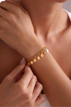 دستبند طلا زرد زنانه 14 عیار Bayar Gold - کد 890689221