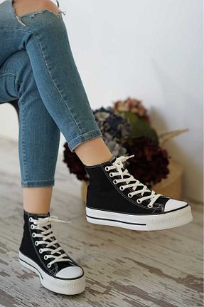 کفش اسنیکر مشکی زنانه بند دار Shu Mhu - کد 889982533