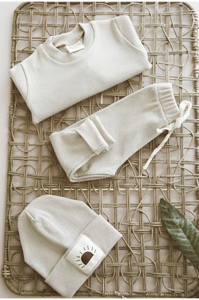 ست نوزادی بژ بچه گانه پنبه ای MODA - کد 889992817