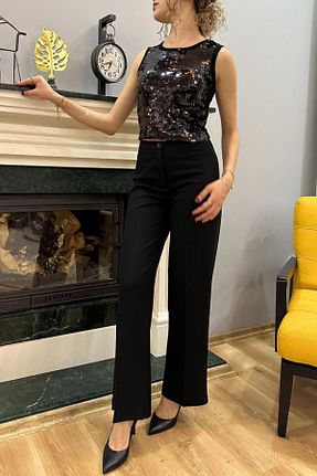 شلوار مشکی زنانه پلی ویسکون SeHlen Butik - کد 890049045