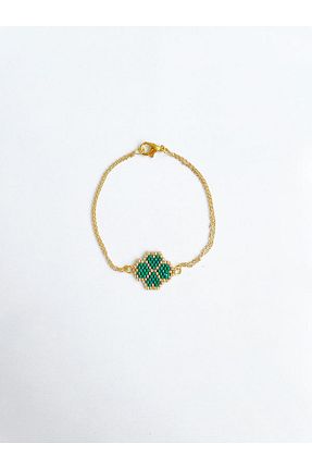 دستبند جواهر سبز زنانه روکش طلا Butik - کد 890065025