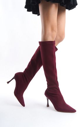 چکمه زرشکی زنانه جیر NITU Shoes - کد 890089855
