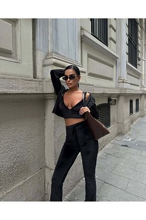 ست بالاتنه و پائین تنه مشکی زنانه بافتنی MODA - کد 890093475
