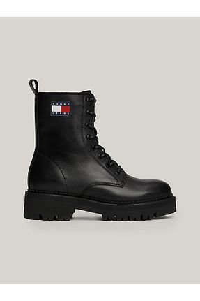 بوت / نیم بوت مشکی زنانه چرم خالص Tommy Hilfiger - کد 856170484