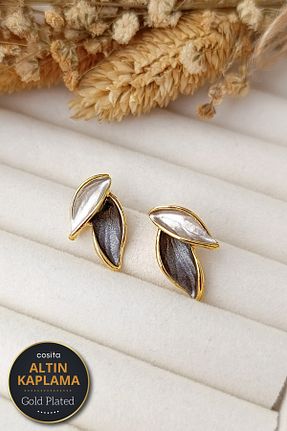 گوشواره جواهر متالیک روکش طلا cosita - کد 379470812