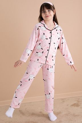 ست لباس راحتی صورتی بچه گانه چاپی Cansın Mini - کد 890799804