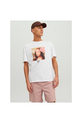تیشرت سفید مردانه یقه دوچرخه Jack & Jones - کد 683147257