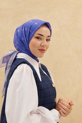 روسری آبی کرپ ساتن ابریشم Silk Home - کد 844668617