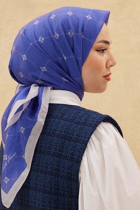 روسری آبی کرپ ساتن ابریشم Silk Home - کد 844668617