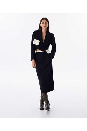 دامن سرمه ای زنانه بافتنی Twist - کد 848706134