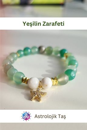 دستبند جواهر سبز زنانه سنگ طبیعی Astrolojik Doğal Taş - کد 890161368