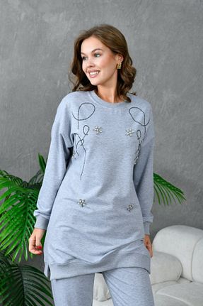 سوئیشرت طوسی زنانه طرح دار MVStore - کد 890176799