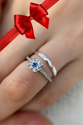 انگشتر نقره سفید زنانه زیرکن CARAT STONE - کد 840007442