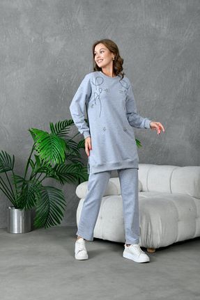سوئیشرت طوسی زنانه طرح دار MVStore - کد 890176799