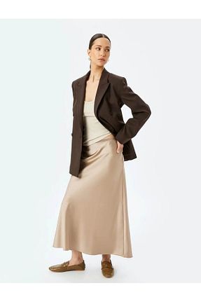 دامن قهوه ای زنانه ساتن Koton - کد 870729148