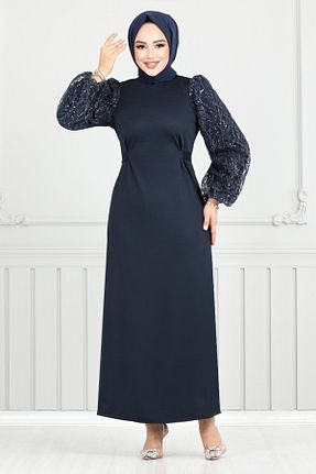 لباس مجلسی حجاب سرمه ای زنانه یقه دوچرخه ModaMerve - کد 890242459