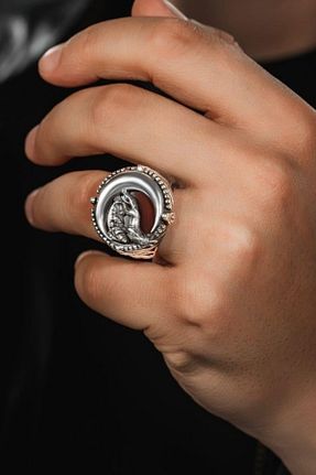 انگشتر نقره طوسی مردانه 925 عیار Diriliş Takı - کد 890262983