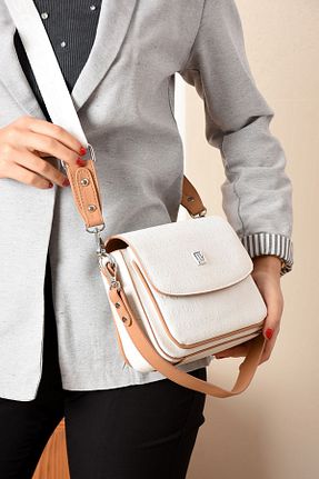 کیف دوشی سفید زنانه چرم مصنوعی Just Polo - کد 890243193