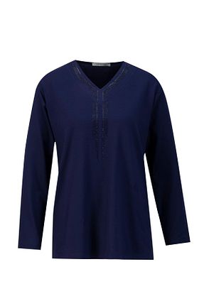 بلوز سرمه ای زنانه گلدار Armine - کد 891742522