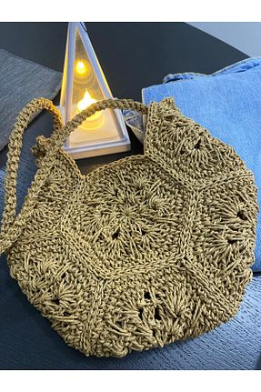 کیف دوشی سرمه ای زنانه حصیر BAGS - کد 890299754
