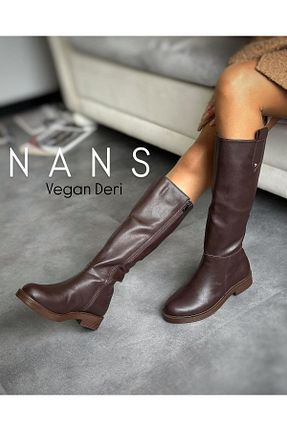 چکمه قهوه ای زنانه چرم مصنوعی Zuum - کد 890296506
