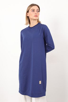 تونیک سایز بزرگ سرمه ای زنانه پنبه ای Linvey - کد 890298143