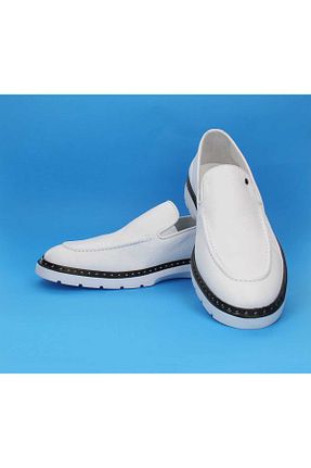 کفش لوفر سفید مردانه پاشنه کوتاه (1 - 4 سانتی متر) GROZ STORE - کد 890967160