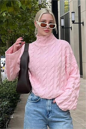 پلیور صورتی زنانه Saç Örgü De Pose - کد 865268089